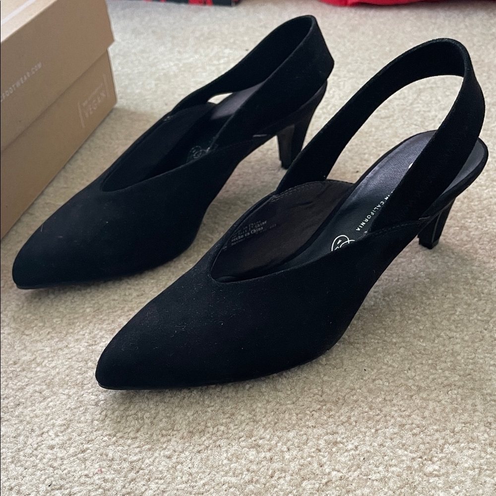 BC Vegan Suede Black Slingback Heels